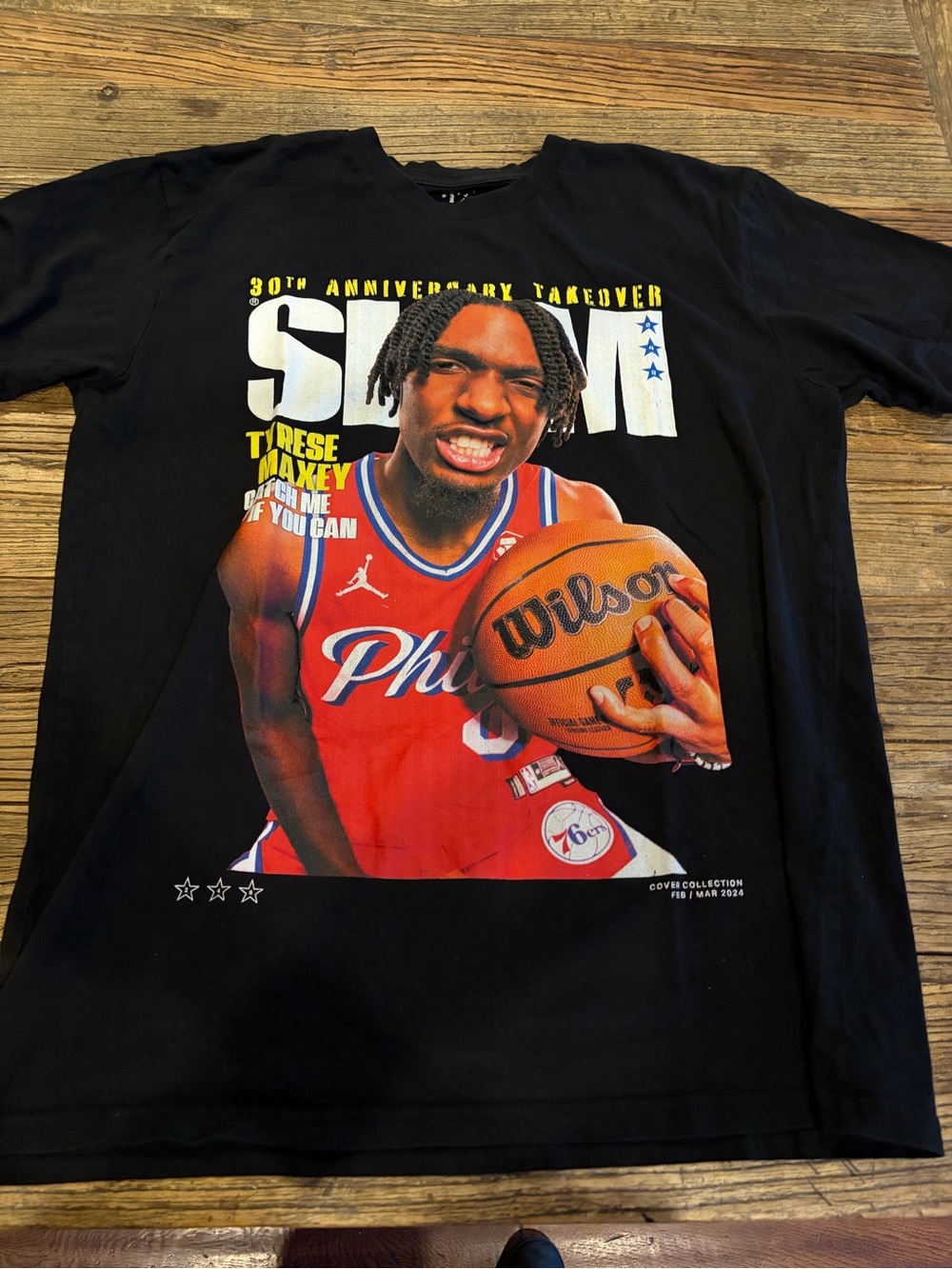 Mitchell & Ness tyrese maxey 76ers NBA graphic Slam Magazine cover shirt large